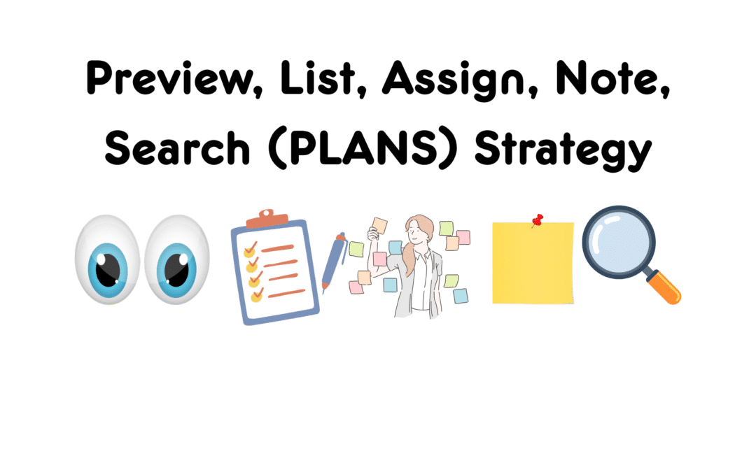 Preview, List, Assign numbers, Note, Search (PLANS) Strategy